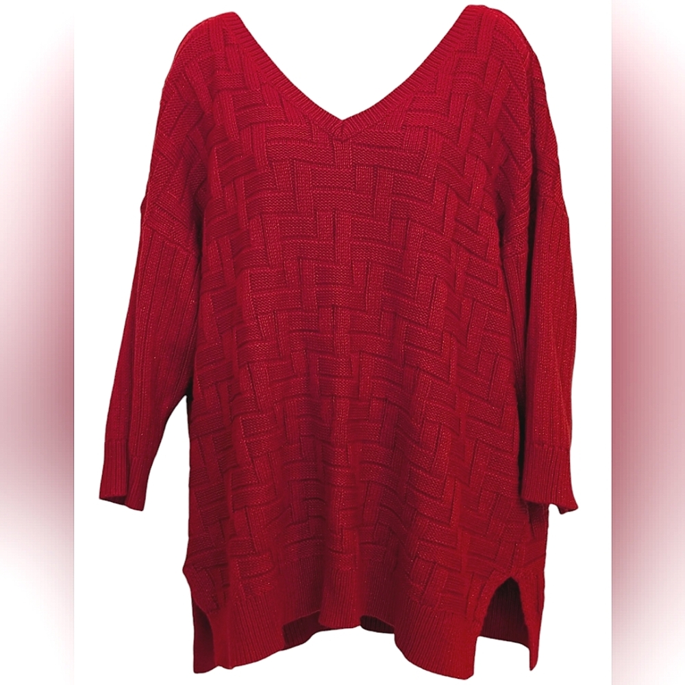 Lane Bryant red v-neck sweater 22/24